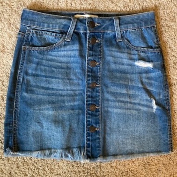 Mudd Classic Stretch Stressed Denim Skirt Size 1 - Picture 1 of 5